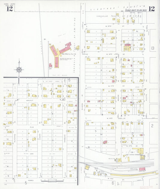 Sanborn Fire Insurance Map from York, York County, Nebraska (1933), Sheet #0012 - Historic Sanborn Fire Insurance Map Print, vintage old map wall art, antique decor, genealogy gift, Nebraska Nebraska map