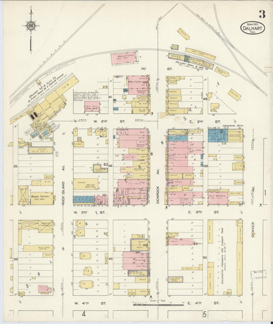 Sanborn Fire Insurance Map from Dalhart, Dallam And Hartley County, Texas (1913), Sheet #0003 - Historic Sanborn Fire Insurance Map Print, vintage old map wall art, antique decor, genealogy gift, Texas Texas map