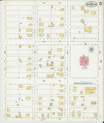 Sanborn Fire Insurance Map from Worthington, Nobles County, Minnesota (1900), Sheet #0005 - Complete Map Set gallery image, historic Sanborn map, vintage wall art, Minnesota Minnesota