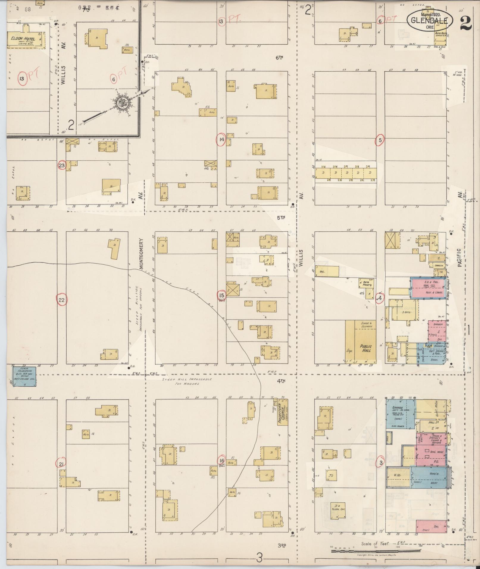 Sanborn Fire Insurance Map from Glendale, Douglas County, Oregon (1931), Sheet #0002 - Historic Sanborn Fire Insurance Map Print, vintage old map wall art, antique decor, genealogy gift, Oregon Oregon map