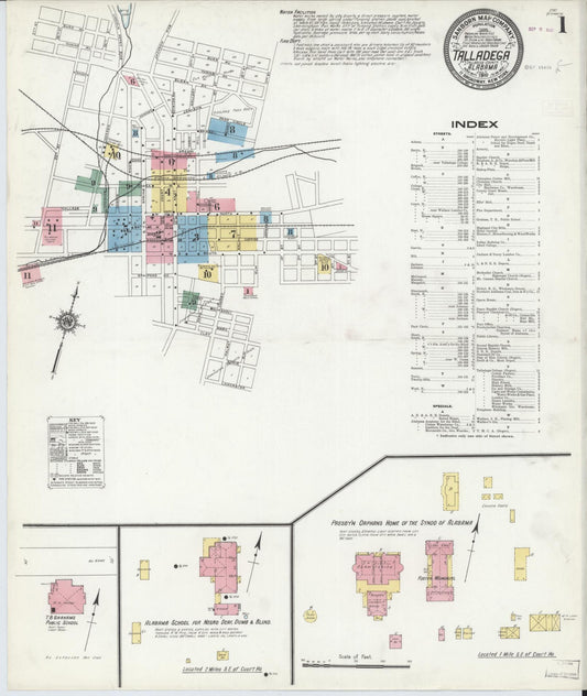Sanborn Fire Insurance Map from Talladega, Talladega County, Alabama. (1910) – Historic Sanborn Fire Insurance Map Print