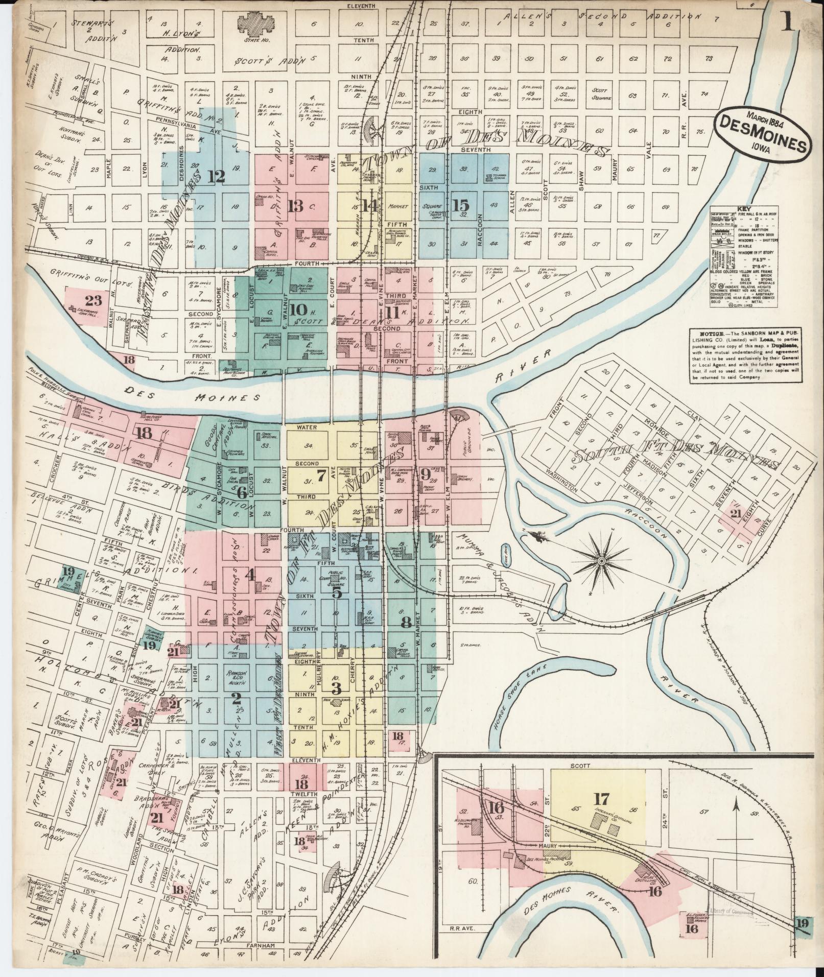 Sanborn Fire Insurance Map from Des Moines, Polk County, Iowa. (1884) – Map View