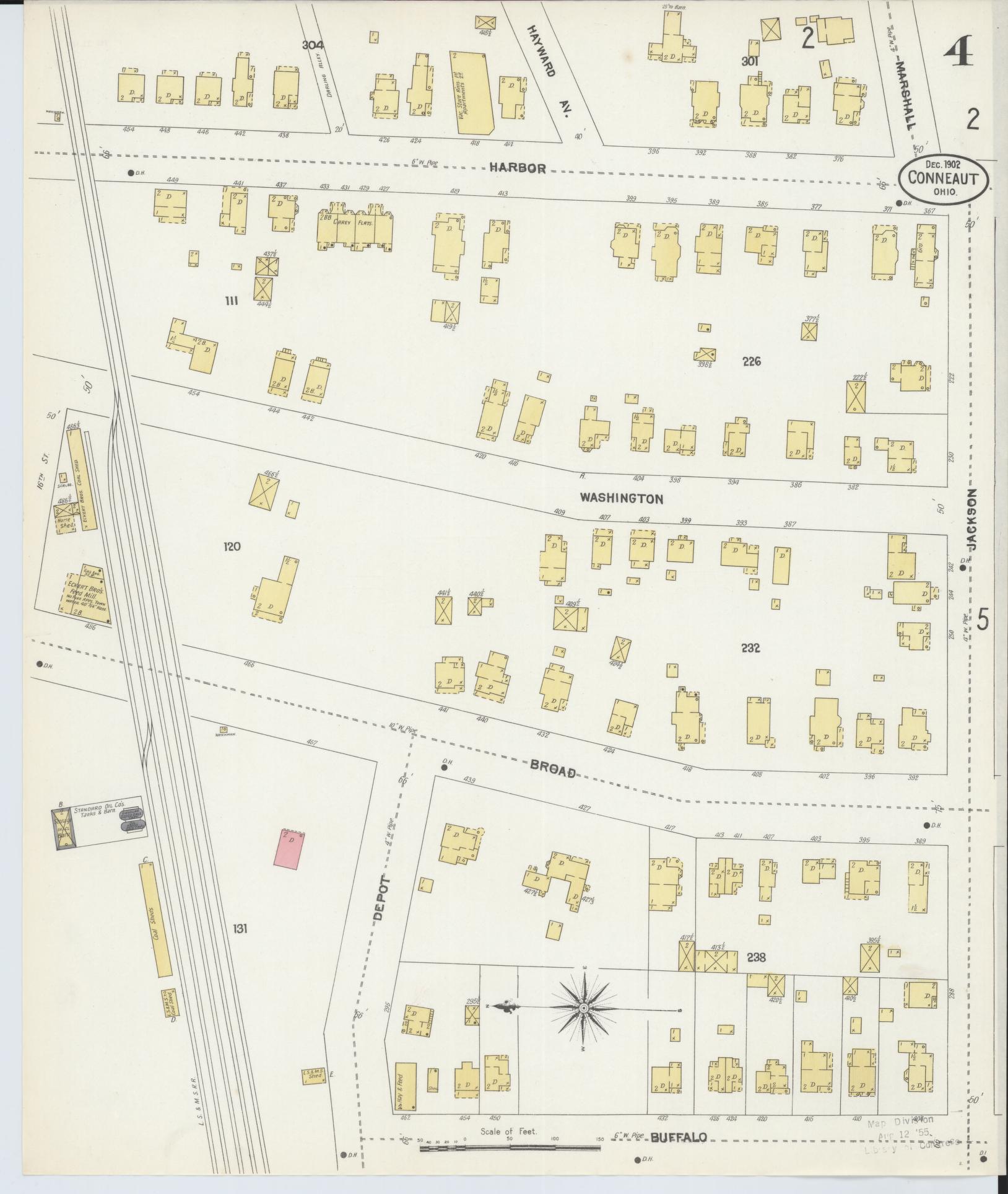 Sanborn Fire Insurance Map from Conneaut, Ashtabula County, Ohio (1902), Sheet #0004 - Historic Sanborn Fire Insurance Map Print, vintage old map wall art, antique decor, genealogy gift, Ohio Ohio map