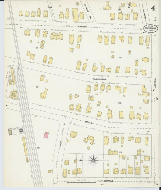 Sanborn Fire Insurance Map from Conneaut, Ashtabula County, Ohio (1902), Sheet #0004 - Historic Sanborn Fire Insurance Map Print, vintage old map wall art, antique decor, genealogy gift, Ohio Ohio map