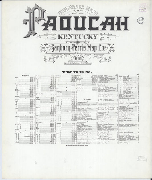 Sanborn Fire Insurance Map from Paducah, Mccraken County, Kentucky (1901), Sheet #0001 - Historic Sanborn Fire Insurance Map Print, vintage old map wall art, antique decor, genealogy gift, Kentucky Kentucky map