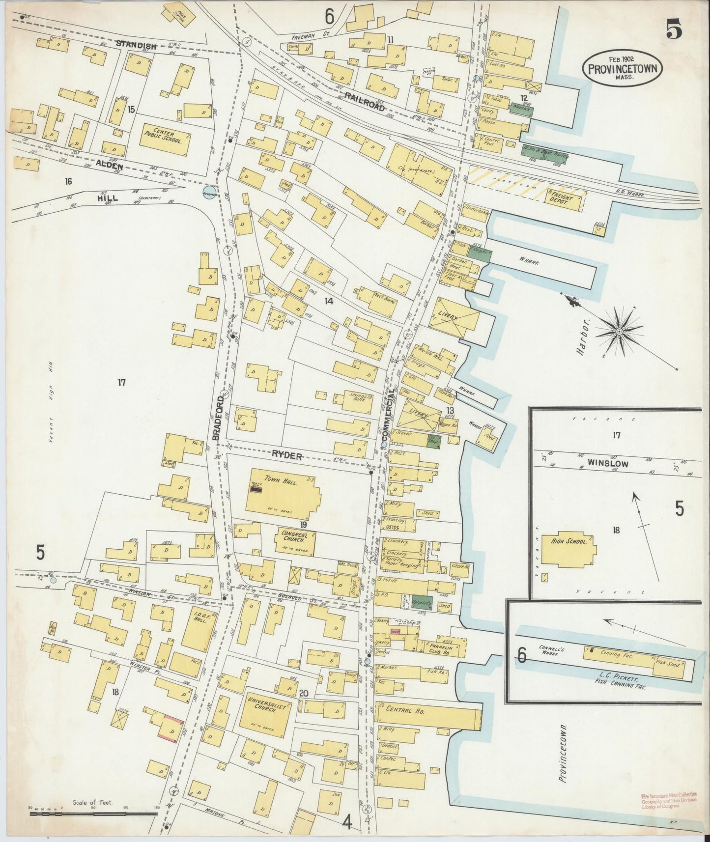 Sanborn Fire Insurance Map from Provincetown, Barnstable County, Massachusetts (1902), Sheet #0005 - Complete Map Set gallery image, historic Sanborn map, vintage wall art, Massachusetts Massachusetts