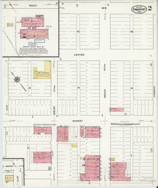 Sanborn Fire Insurance Map from Kingsport, Sullivan County, Tennessee (1919), Sheet #0002 - Historic Sanborn Fire Insurance Map Print, vintage old map wall art, antique decor, genealogy gift, Tennessee Tennessee map