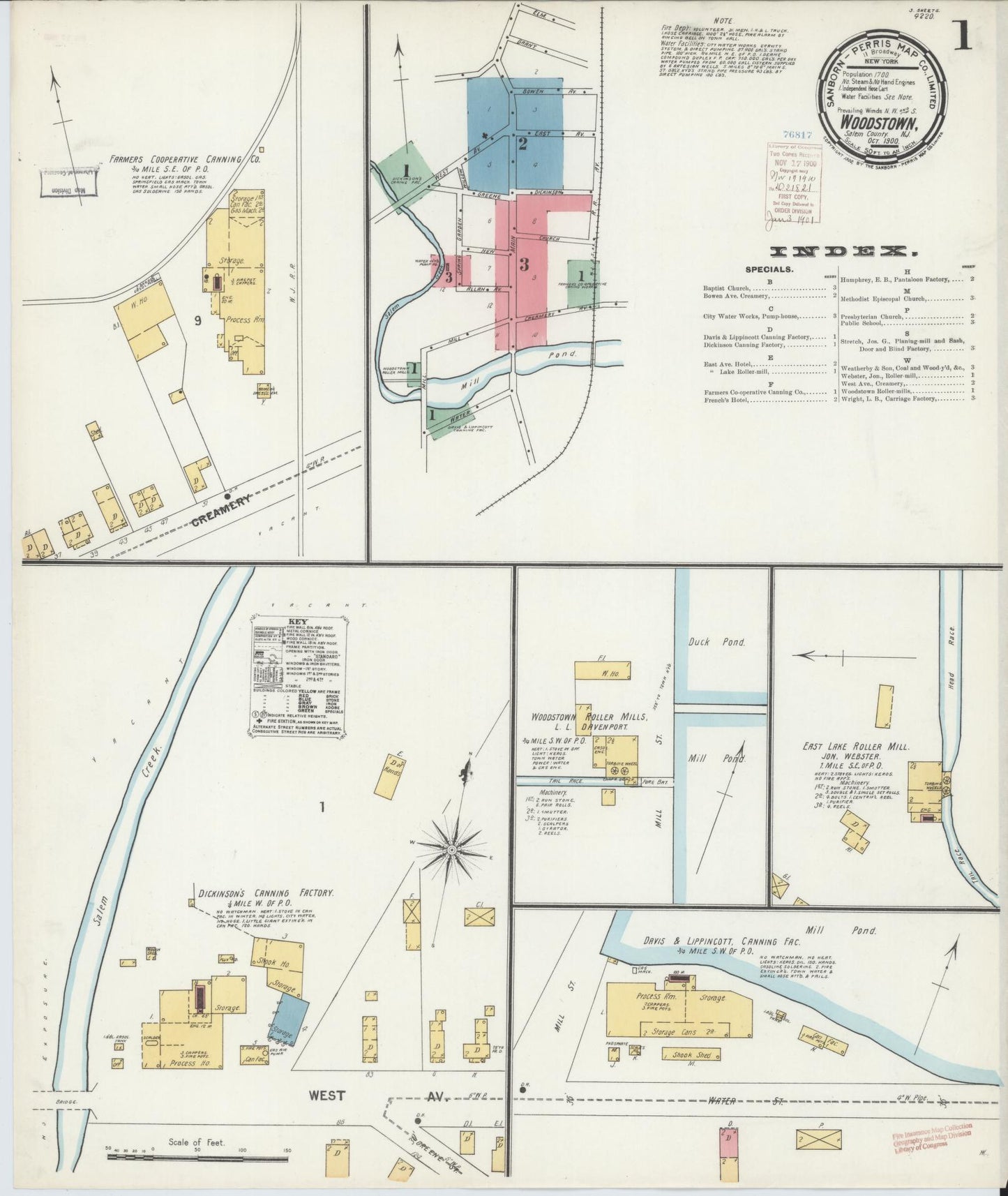Sanborn Fire Insurance Map from Woodstown, Salem County, New Jersey. (1900) – Historic Sanborn Fire Insurance Map Print