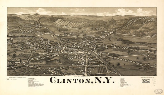 Clinton, N.Y. (1885) – Historic Bird’s-Eye View Panorama Print