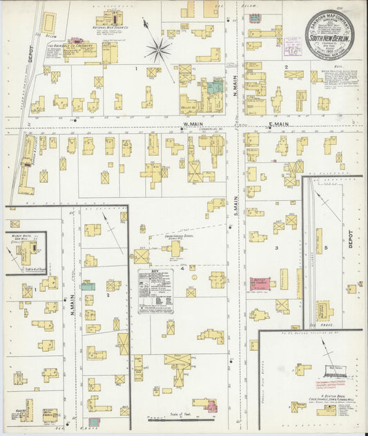 Sanborn Fire Insurance Map from South New Berlin, Chenango County, New York (1905), Sheet #0001 - Historic Sanborn Fire Insurance Map Print, vintage old map wall art, antique decor, genealogy gift, New York New York map