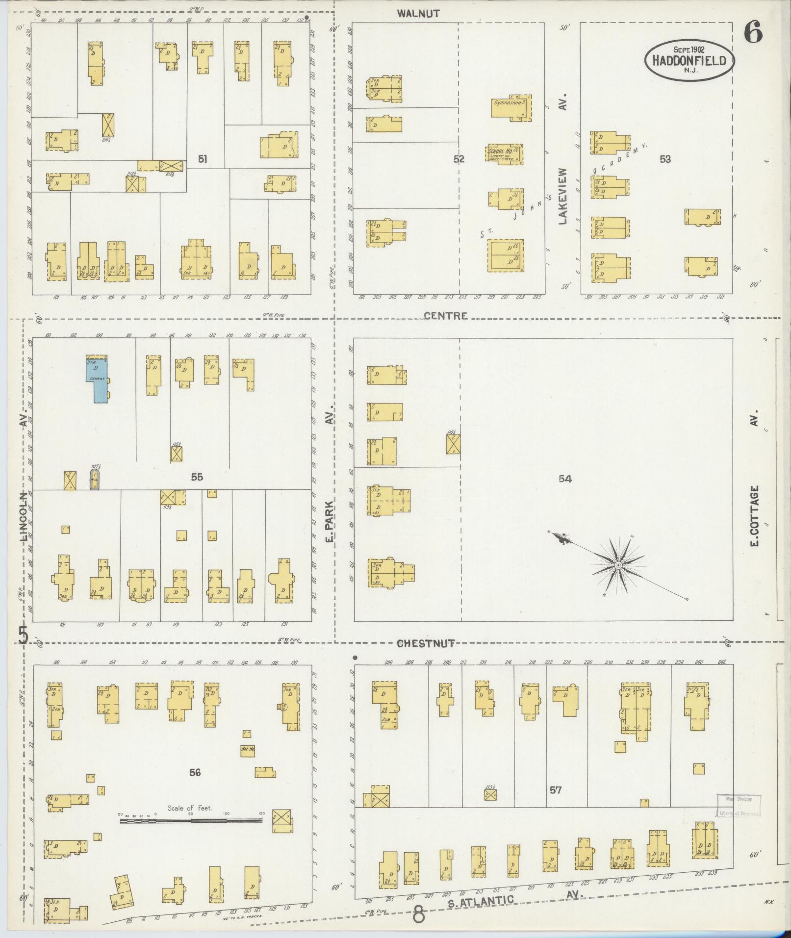 Sanborn Fire Insurance Map from Haddonfield, Camden County, New Jersey (1902), Sheet #0006 - Complete Map Set gallery image, historic Sanborn map, vintage wall art, New Jersey New Jersey