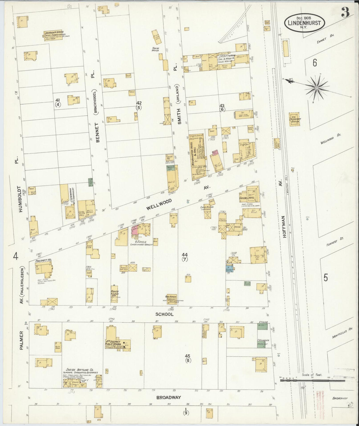 Sanborn Fire Insurance Map from Lindenhurst, Suffolk County, New York (1908), Sheet #0003 - Complete Map Set gallery image, historic Sanborn map, vintage wall art, New York New York