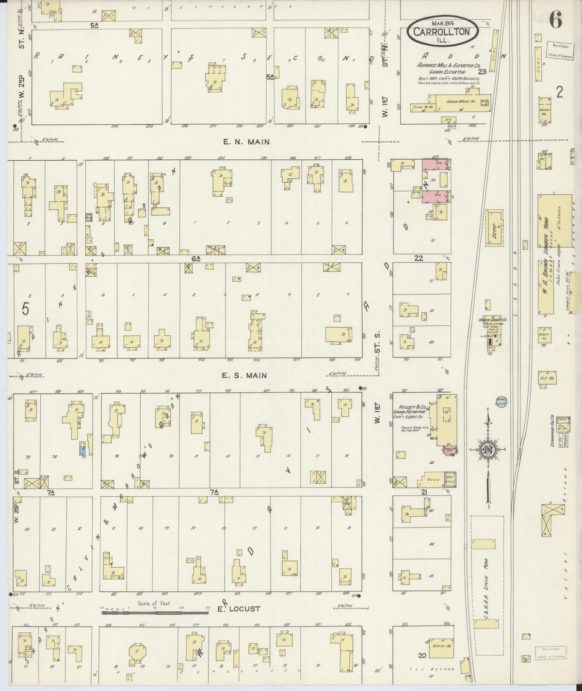 Sanborn Fire Insurance Map from Carrollton, Greene County, Illinois (1914), Sheet #0006 - Complete Map Set gallery image, historic Sanborn map, vintage wall art, Illinois Illinois