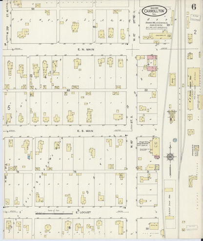 Sanborn Fire Insurance Map from Carrollton, Greene County, Illinois (1914), Sheet #0006 - Complete Map Set gallery image, historic Sanborn map, vintage wall art, Illinois Illinois