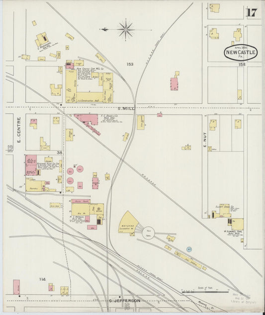 Sanborn Fire Insurance Map from New Castle, Lawrence County, Pennsylvania (1894), Sheet #0017 - Historic Sanborn Fire Insurance Map Print, vintage old map wall art, antique decor, genealogy gift, Pennsylvania Pennsylvania map