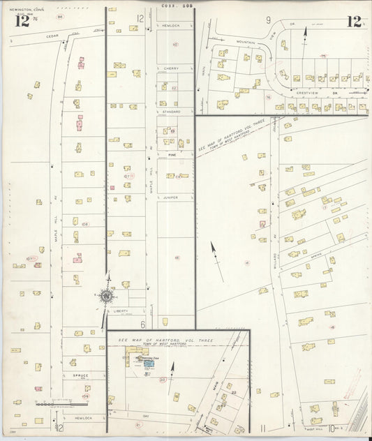 Sanborn Fire Insurance Map from Newington, Hartford County, Connecticut (1947), Sheet #0012 - Historic Sanborn Fire Insurance Map Print, vintage old map wall art, antique decor, genealogy gift, Connecticut Connecticut map