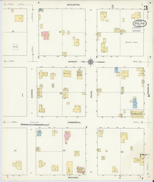 Sanborn Fire Insurance Map from Goliad, Goliad County, Texas (1912), Sheet #0003 - Historic Sanborn Fire Insurance Map Print, vintage old map wall art, antique decor, genealogy gift, Texas Texas map