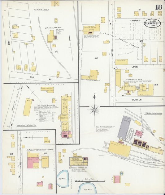 Sanborn Fire Insurance Map from Clarksville, Montgomery County, Tennessee (1903), Sheet #0018 - Historic Sanborn Fire Insurance Map Print, vintage old map wall art, antique decor, genealogy gift, Tennessee Tennessee map