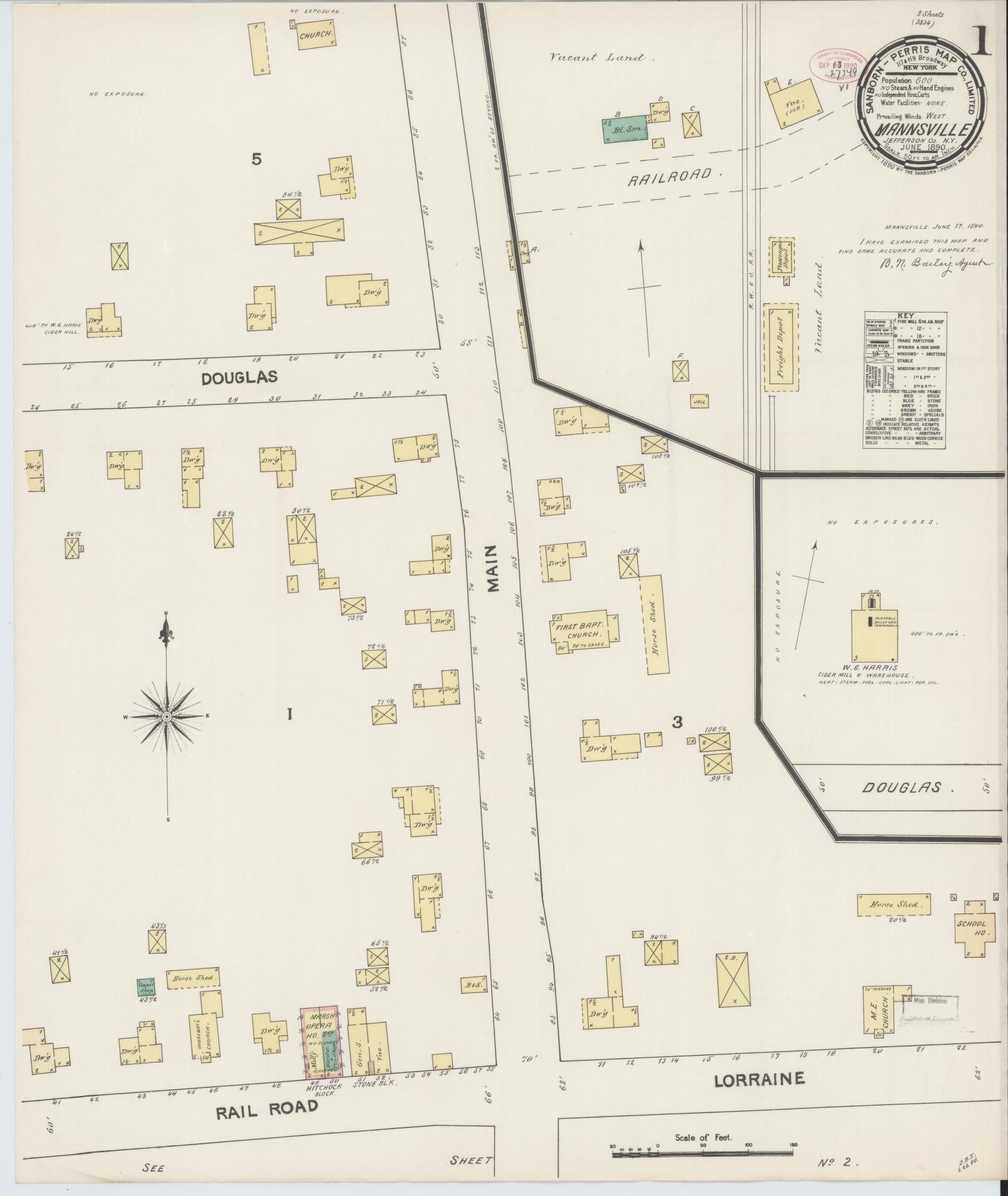Sanborn Fire Insurance Map from Mannsville, Jefferson County, New York. (1890) – Historic Sanborn Fire Insurance Map Print