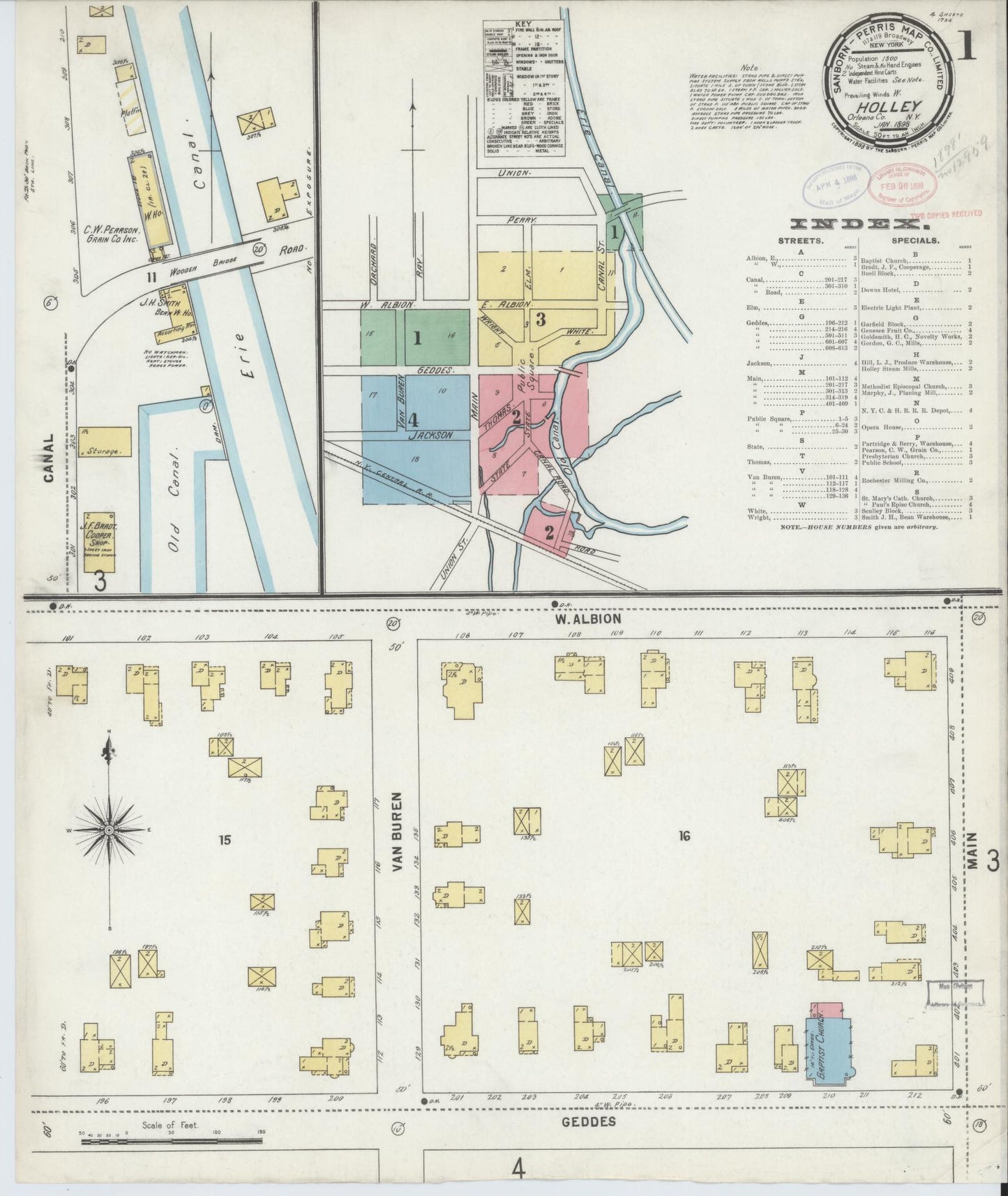 Sanborn Fire Insurance Map from Holley, Orleans County, New York (1898), Sheet #0001 - Complete Map Set gallery image, historic Sanborn map, vintage wall art, New York New York