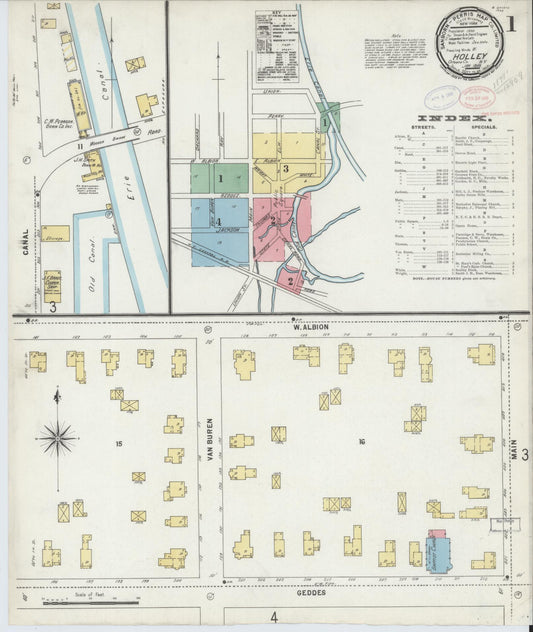 Sanborn Fire Insurance Map from Holley, Orleans County, New York (1898), Sheet #0001 - Complete Map Set gallery image, historic Sanborn map, vintage wall art, New York New York