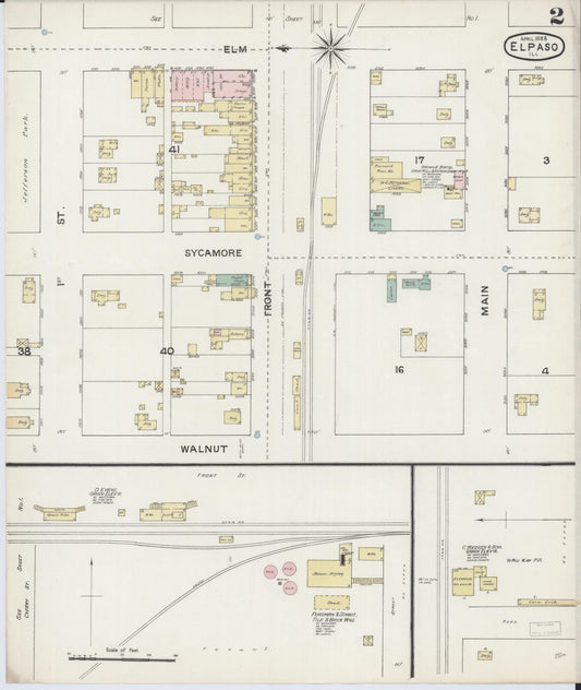 Sanborn Fire Insurance Map from El Paso, Woodford County, Illinois (1888), Sheet #0002 - Historic Sanborn Fire Insurance Map Print, vintage old map wall art, antique decor, genealogy gift, Illinois Illinois map