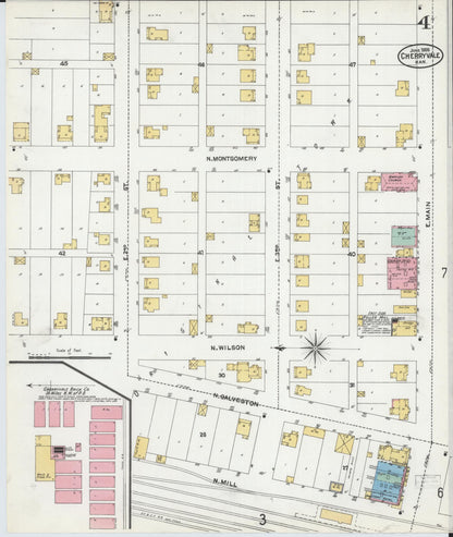 Sanborn Fire Insurance Map from Cherryvale, Montgomery County, Kansas (1905), Sheet #0004 - Complete Map Set gallery image, historic Sanborn map, vintage wall art, Kansas Kansas