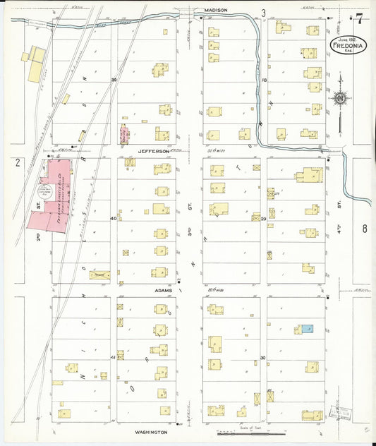 Sanborn Fire Insurance Map from Fredonia, Wilson County, Kansas (1912), Sheet #0007 - Historic Sanborn Fire Insurance Map Print, vintage old map wall art, antique decor, genealogy gift, Kansas Kansas map