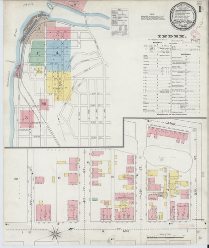 Sanborn Fire Insurance Map from Turners Falls, Franklin County, Massachusetts (1895), Sheet #0001 - Historic Sanborn Fire Insurance Map Print, vintage old map wall art, antique decor, genealogy gift, Massachusetts Massachusetts map