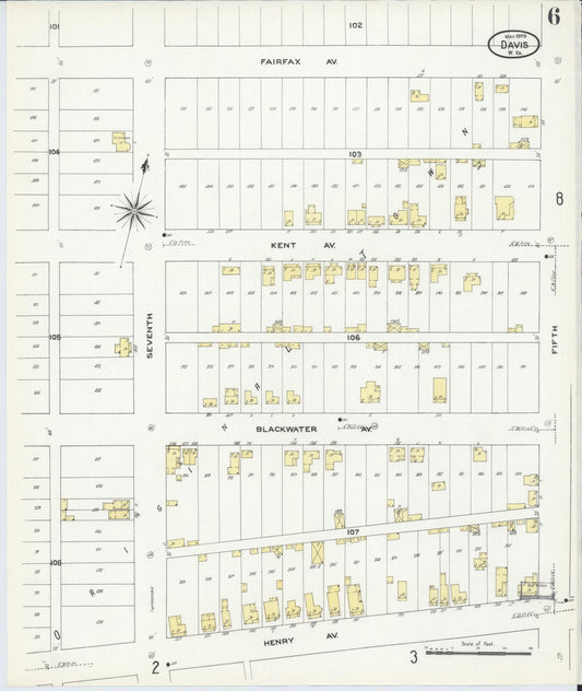 Sanborn Fire Insurance Map from Davis, Tucker County, West Virginia (1909), Sheet #0006 - Historic Sanborn Fire Insurance Map Print, vintage old map wall art, antique decor, genealogy gift, West Virginia West Virginia map