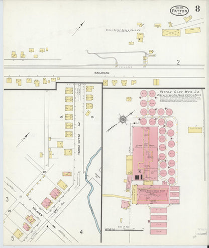 Sanborn Fire Insurance Map from Patton, Cambria County, Pennsylvania (1910), Sheet #0008 - Historic Sanborn Fire Insurance Map Print, vintage old map wall art, antique decor, genealogy gift, Pennsylvania Pennsylvania map