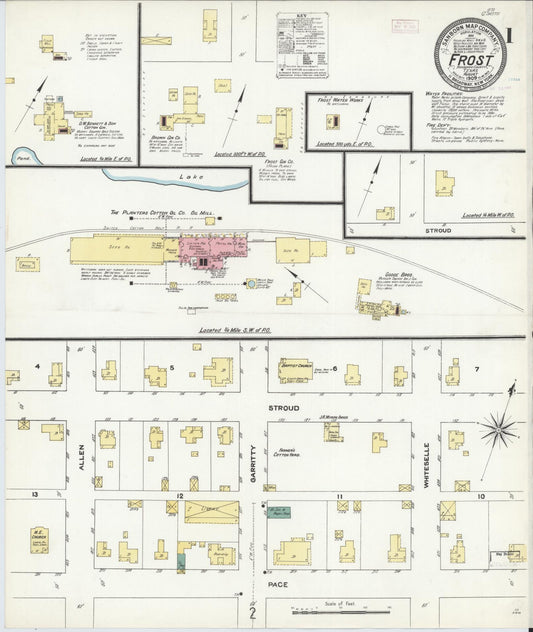 Sanborn Fire Insurance Map from Frost, Navarro County, Texas (1909), Sheet #0001 - Complete Map Set gallery image, historic Sanborn map, vintage wall art, Texas Texas