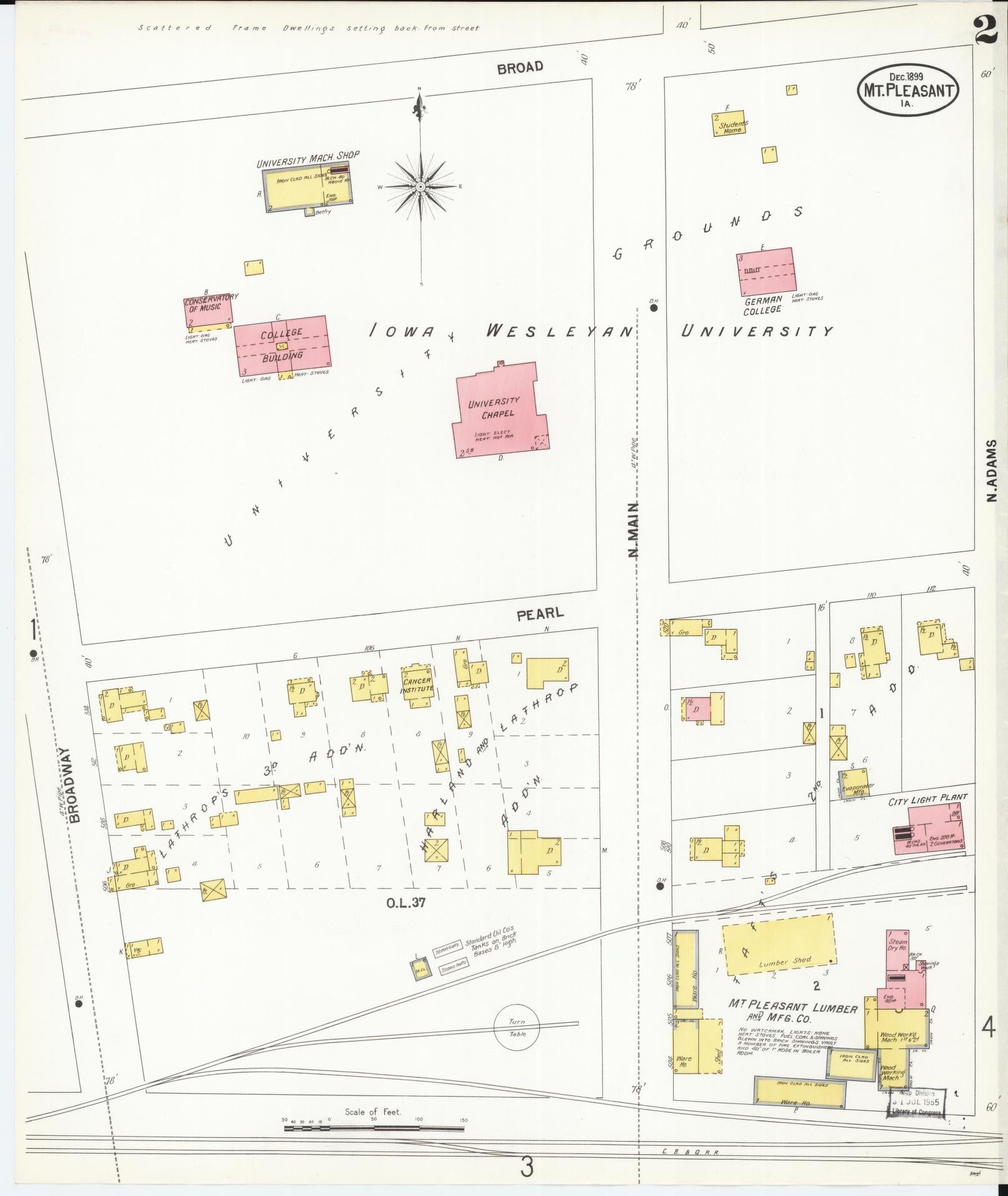 Sanborn Fire Insurance Map from Mount Pleasant, Henry County, Iowa (1899), Sheet #0002 - Historic Sanborn Fire Insurance Map Print, vintage old map wall art