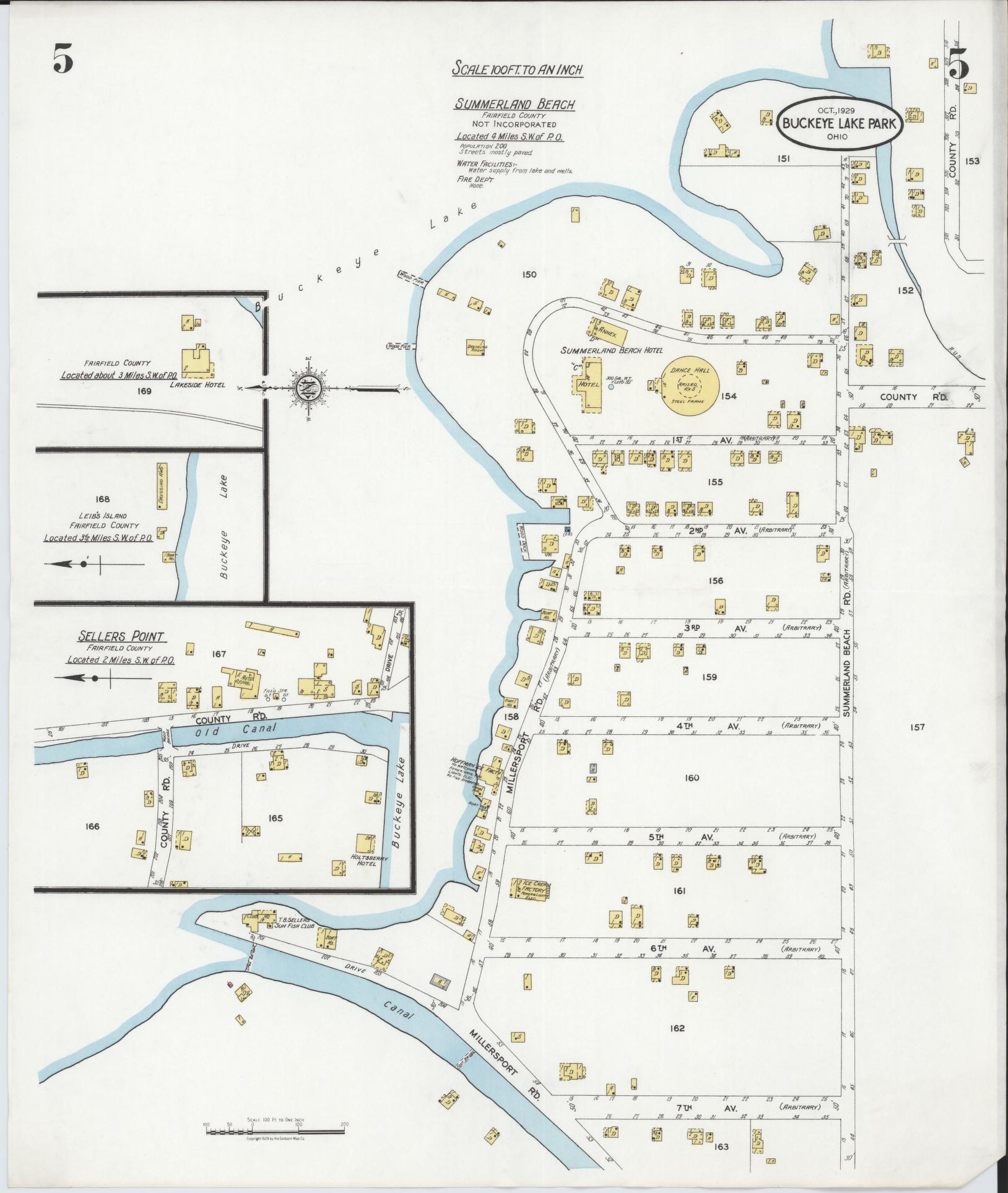 Sanborn Fire Insurance Map from Buckeye Lake, Licking County, Ohio (1929), Sheet #0005 - Historic Sanborn Fire Insurance Map Print, vintage old map wall art, antique decor, genealogy gift, Ohio Ohio map