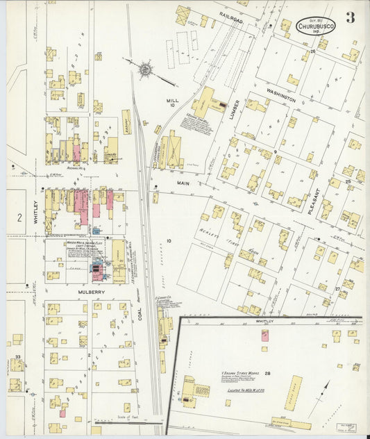 Sanborn Fire Insurance Map from Churubusco, Whitley County, Indiana (1911), Sheet #0003 - Historic Sanborn Fire Insurance Map Print, vintage old map wall art, antique decor, genealogy gift, Indiana Indiana map