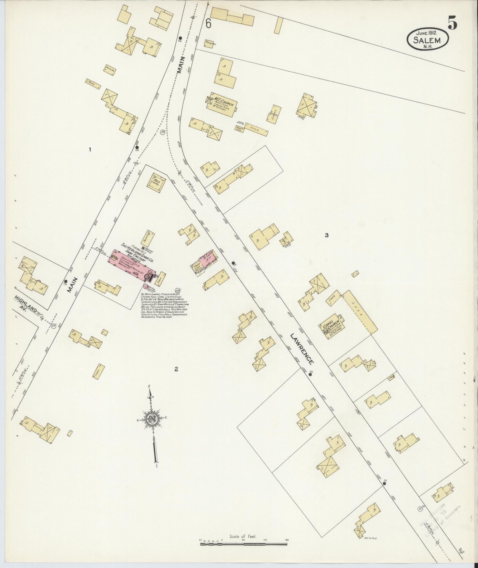 Sanborn Fire Insurance Map from Salem, Rockingham County, New Hampshire (1912), Sheet #0005 - Complete Map Set gallery image, historic Sanborn map, vintage wall art, New Hampshire New Hampshire
