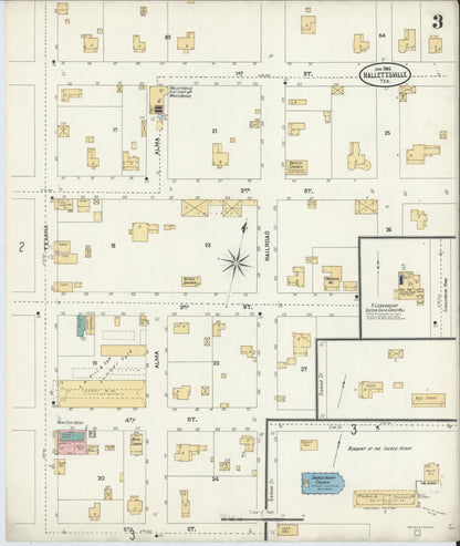 Sanborn Fire Insurance Map from Hallettsville, Lavaca County, Texas (1906), Sheet #0003 - Historic Sanborn Fire Insurance Map Print, vintage old map wall art, antique decor, genealogy gift, Texas Texas map