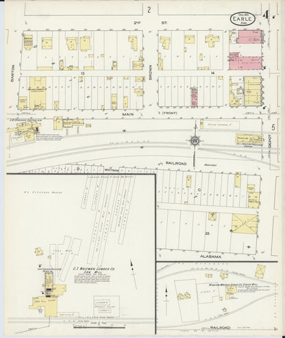 Sanborn Fire Insurance Map from Earle, Crittenden County, Arkansas (1913), Sheet #0004 - Complete Map Set gallery image, historic Sanborn map, vintage wall art, Arkansas Arkansas