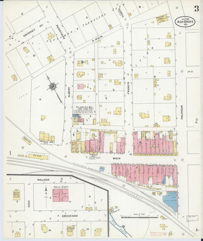 Sanborn Fire Insurance Map from Ash Grove, Greene County, Missouri (1910), Sheet #0003 - Complete Map Set gallery image, historic Sanborn map, vintage wall art, Missouri Missouri