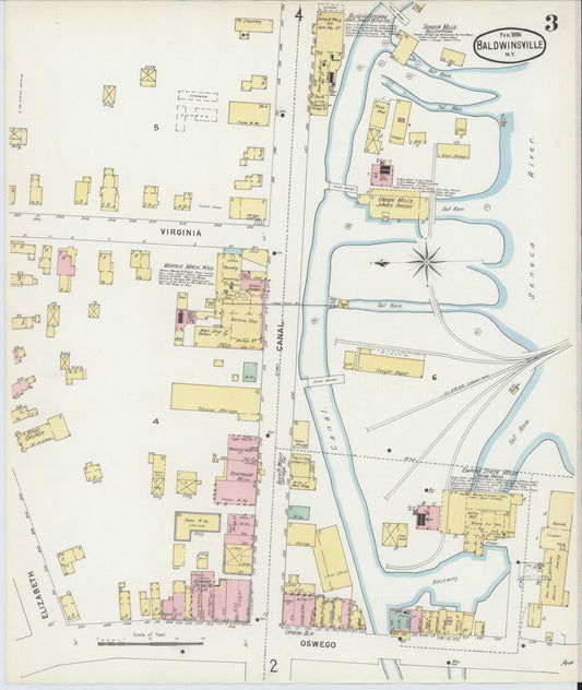Sanborn Fire Insurance Map from Baldwinsville, Onondaga County, New York (1896), Sheet #0003 - Historic Sanborn Fire Insurance Map Print, vintage old map wall art, antique decor, genealogy gift, New York New York map