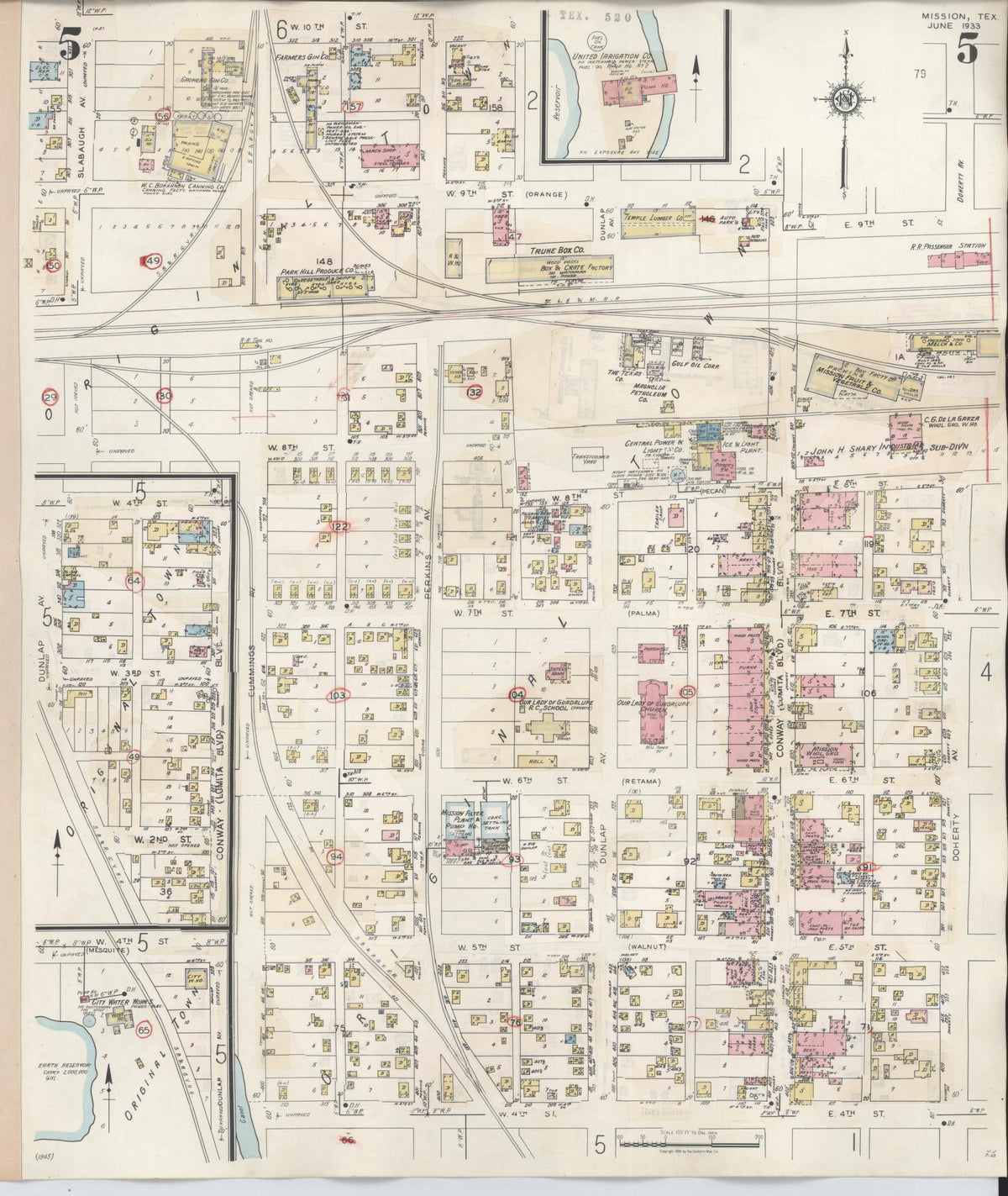 Sanborn Fire Insurance Map from Mission, Hidalgo County, Texas (1949), Sheet #0005 - Complete Map Set gallery image, historic Sanborn map, vintage wall art, Texas Texas