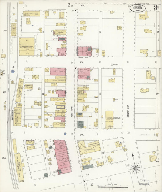 Sanborn Fire Insurance Map from Rosalia, Whitman County, Washington (1908), Sheet #0003 - Historic Sanborn Fire Insurance Map Print, vintage old map wall art, antique decor, genealogy gift, Washington Washington map