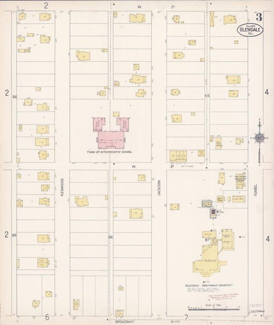 Sanborn Fire Insurance Map from Glendale, Los Angeles County, California (1912), Sheet #0003 - Historic Sanborn Fire Insurance Map Print, vintage old map wall art, antique decor, genealogy gift, California California map