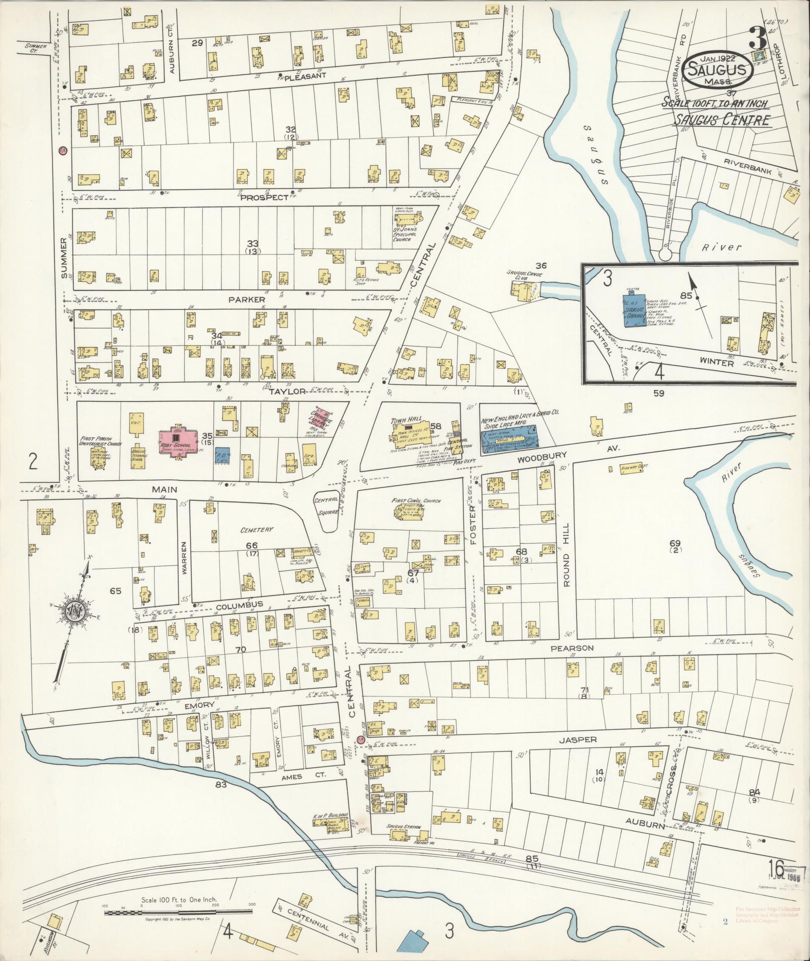 Sanborn Fire Insurance Map from Saugus, Essex County, Massachusetts (1922), Sheet #0003 - Complete Map Set gallery image, historic Sanborn map, vintage wall art, Massachusetts Massachusetts