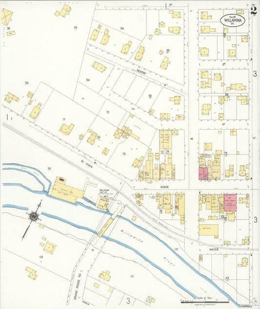 Sanborn Fire Insurance Map from Willamina, Yamhill County, Oregon (1921), Sheet #0002 - Historic Sanborn Fire Insurance Map Print, vintage old map wall art, antique decor, genealogy gift, Oregon Oregon map