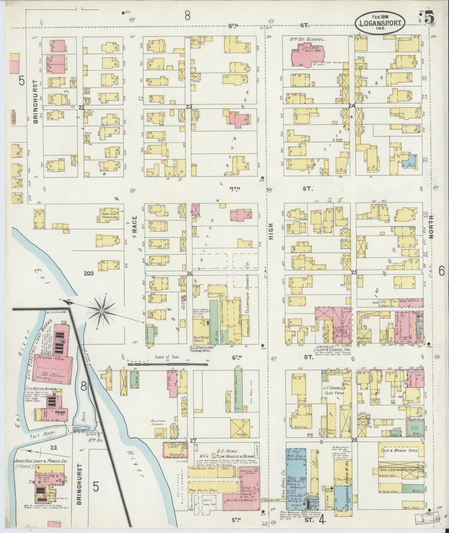 Sanborn Fire Insurance Map from Logansport, Cass County, Indiana (1898), Sheet #0005 - Complete Map Set gallery image, historic Sanborn map, vintage wall art, Indiana Indiana