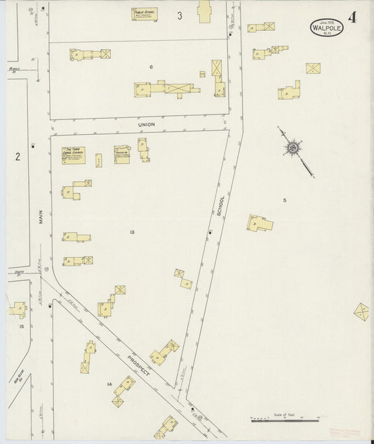 Sanborn Fire Insurance Map from Walpole, Cheshire County, New Hampshire (1915), Sheet #0004 - Historic Sanborn Fire Insurance Map Print, vintage old map wall art, antique decor, genealogy gift, New Hampshire New Hampshire map