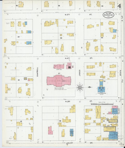 Sanborn Fire Insurance Map from Geneva, Kane County, Illinois (1905), Sheet #0004 - Complete Map Set gallery image, historic Sanborn map, vintage wall art, Illinois Illinois
