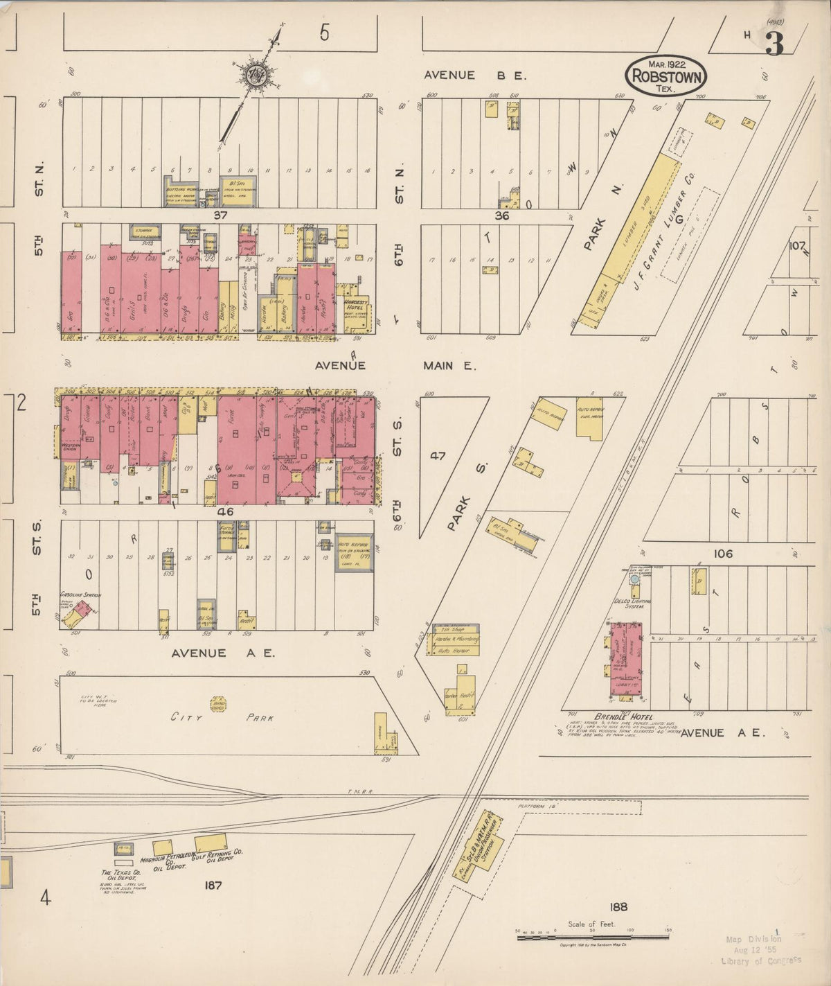 Sanborn Fire Insurance Map from Robstown, Nueces County, Texas (1922), Sheet #0003 - Historic Sanborn Fire Insurance Map Print, vintage old map wall art, antique decor, genealogy gift, Texas Texas map