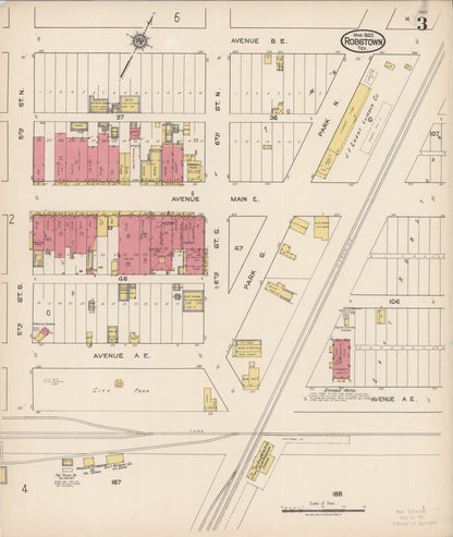 Sanborn Fire Insurance Map from Robstown, Nueces County, Texas (1922), Sheet #0003 - Historic Sanborn Fire Insurance Map Print, vintage old map wall art, antique decor, genealogy gift, Texas Texas map